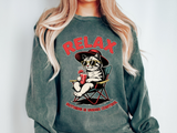 Funny Cat Lover Comfort Sweatshirt, Relax Nothing Is Under Control Crewneck, Sarcastic Cat Mom Comfort Sweatshirt Gift
