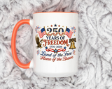 250 Years of Freedom Mug, America 250th Anniversary Coffee Mug, Patriotic Eagle Liberty Bell Cup, USA Semiquincentennial Gift