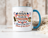 250 Years of Freedom Mug, America 250th Anniversary Coffee Mug, Patriotic Eagle Liberty Bell Cup, USA Semiquincentennial Gift