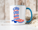 Land of the Free Because of the Brave Mug, Patriotic American Coffee Mug, Proud and Thankful USA Gift, Veteran Family Cup