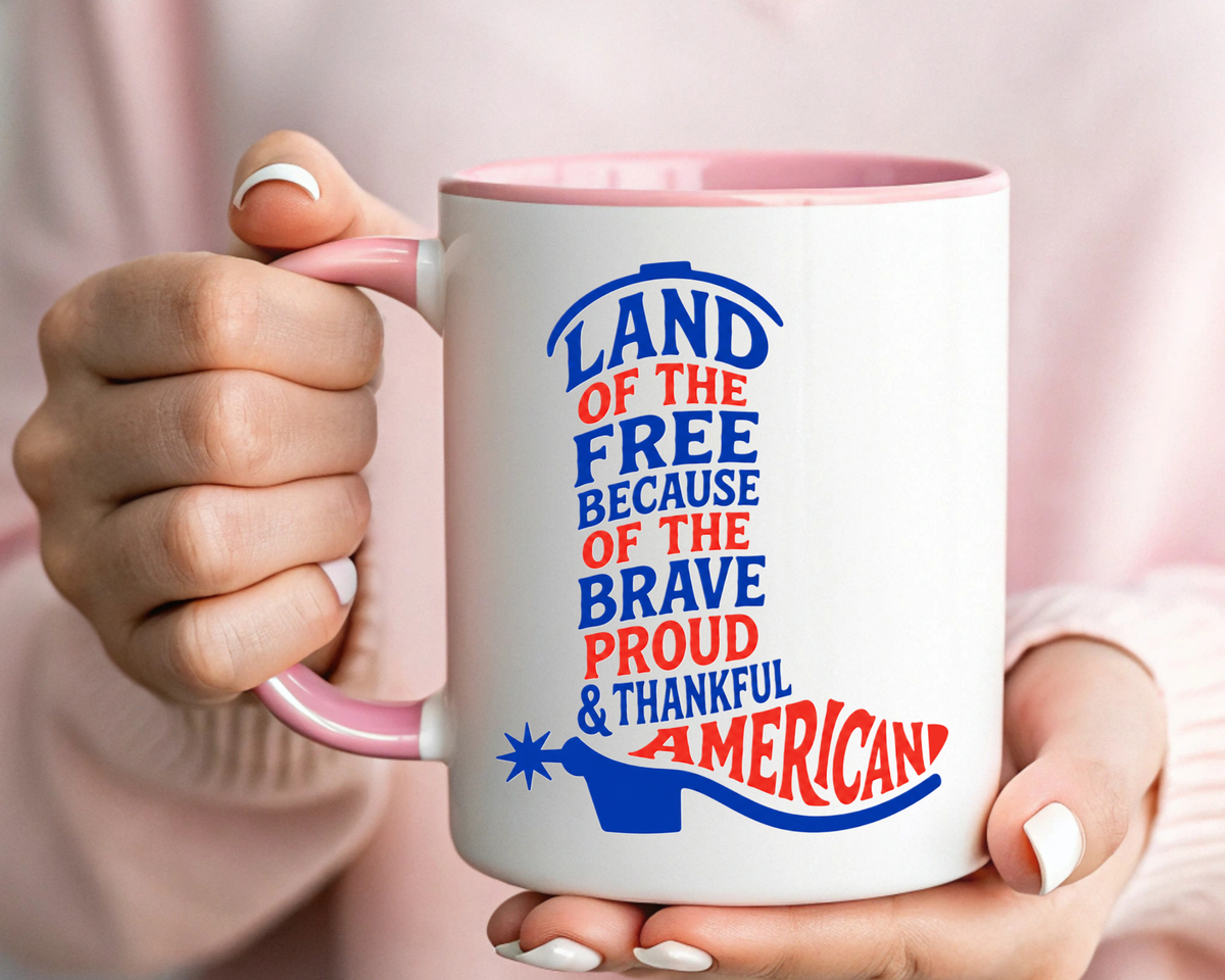 Land of the Free Because of the Brave Mug, Patriotic American Coffee Mug, Proud and Thankful USA Gift, Veteran Family Cup