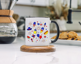 Patriotic Summer Celebration Mug, Fourth of July Coffee Mug, Americana Fireworks Cup, Red White Blue Holiday Gift