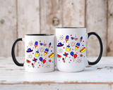 Patriotic Summer Celebration Mug, Fourth of July Coffee Mug, Americana Fireworks Cup, Red White Blue Holiday Gift