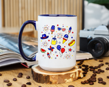 Patriotic Summer Celebration Mug, Fourth of July Coffee Mug, Americana Fireworks Cup, Red White Blue Holiday Gift