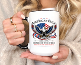 American Pride Eagle Mug, Patriotic Bald Eagle Coffee Mug, Home of the Free Because of the Brave Gift, USA Veteran Mug