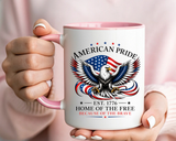 American Pride Eagle Mug, Patriotic Bald Eagle Coffee Mug, Home of the Free Because of the Brave Gift, USA Veteran Mug
