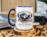 American Pride Eagle Mug, Patriotic Bald Eagle Coffee Mug, Home of the Free Because of the Brave Gift, USA Veteran Mug