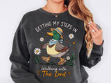Christian Duck Comfort Colors Sweatshirt, Walking with the Lord Crewneck, Cute Faith Based Duck Sweatshirt, Inspirational Christian Gift