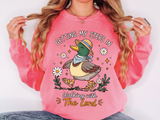 Christian Duck Comfort Colors Sweatshirt, Walking with the Lord Crewneck, Cute Faith Based Duck Sweatshirt, Inspirational Christian Gift