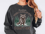 Funny Raccoon Comfort Colors Sweatshirt, Sarcastic Woodland Animal Crewneck, Sometimes When I Close My Eyes I Can’t See Sweatshirt