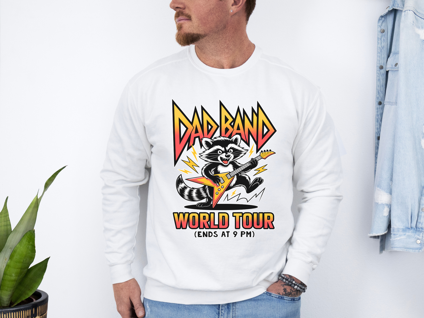 Funny Dad Band Comfort Colors Sweatshirt, Raccoon Rock Band Crewneck, World Tour Ends at 9 PM Sweatshirt, Father's Day Gift