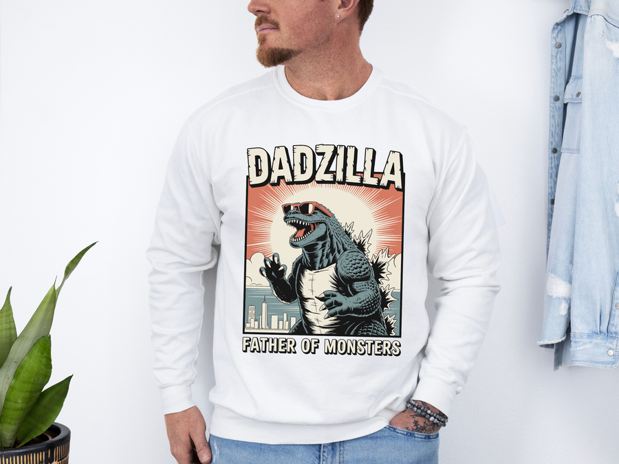 Funny Dadzilla Comfort Colors Sweatshirt, Father of Monsters Crewneck, Dinosaur Dad Graphic Sweatshirt, Father's Day Gift for Dad