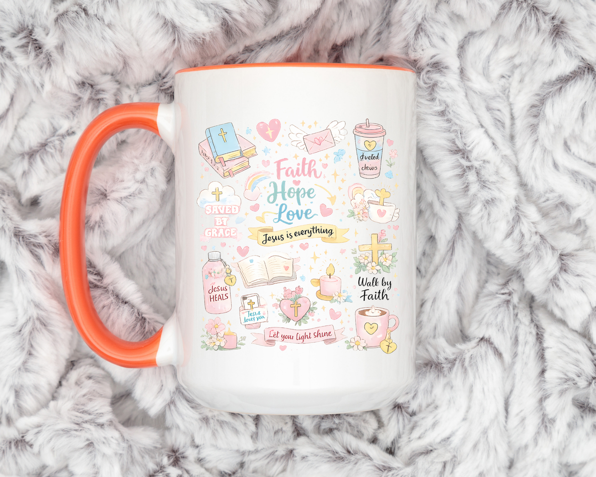 Christian Faith Hope Love Mug, Inspirational Bible Verse Coffee Mug, Jesus Is Everything Gift, Religious Mug for Women