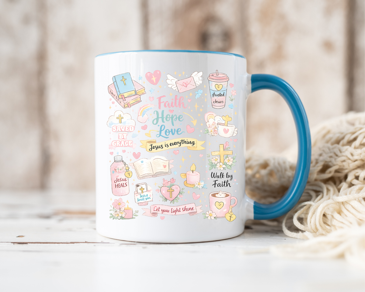 Christian Faith Hope Love Mug, Inspirational Bible Verse Coffee Mug, Jesus Is Everything Gift, Religious Mug for Women