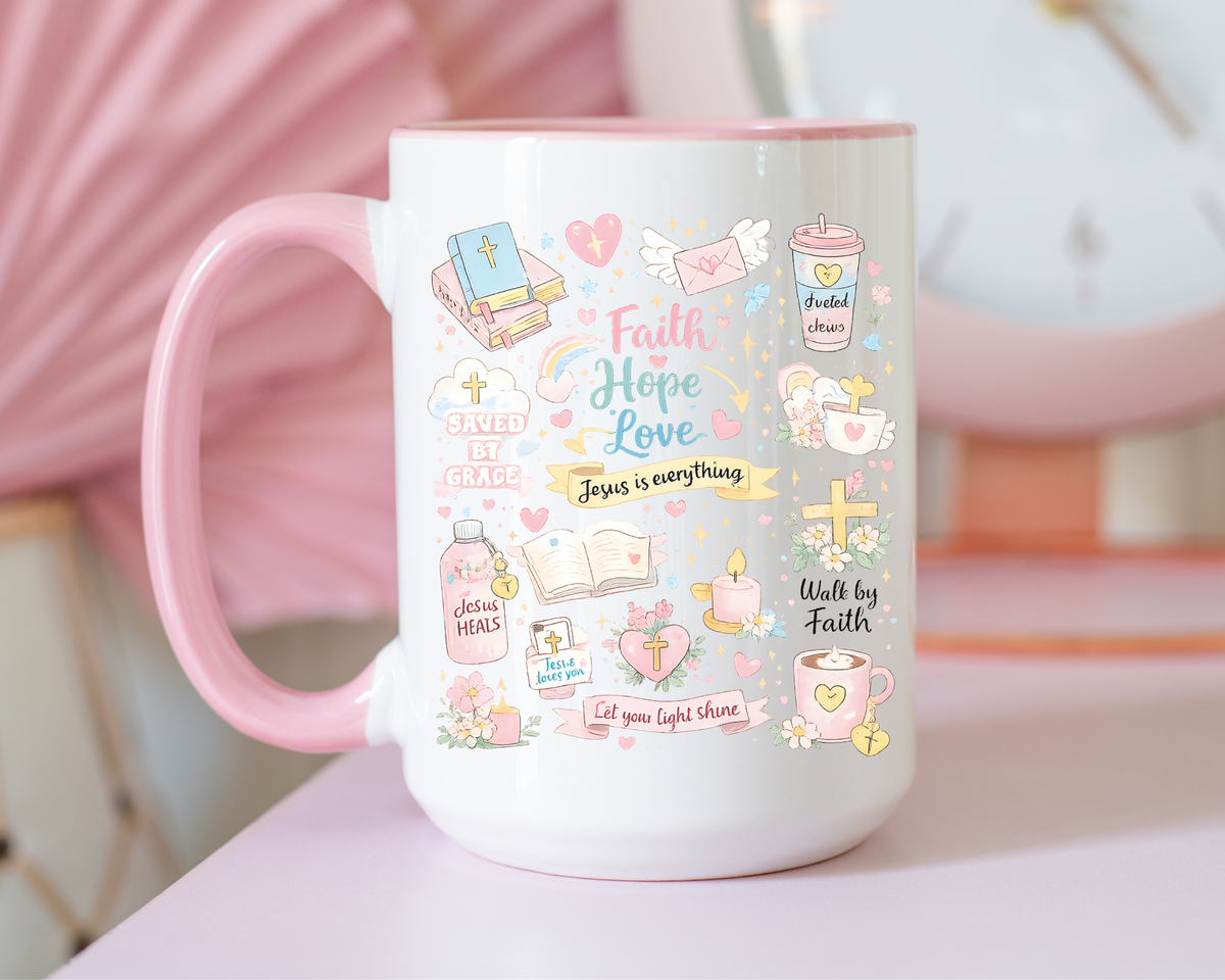 Christian Faith Hope Love Mug, Inspirational Bible Verse Coffee Mug, Jesus Is Everything Gift, Religious Mug for Women