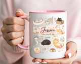 Personalized Cat Mom Mug, Custom Crazy Cat Lady Coffee Mug, Cat Lover Gift with Name, Cute Cat Mom Mug for Women