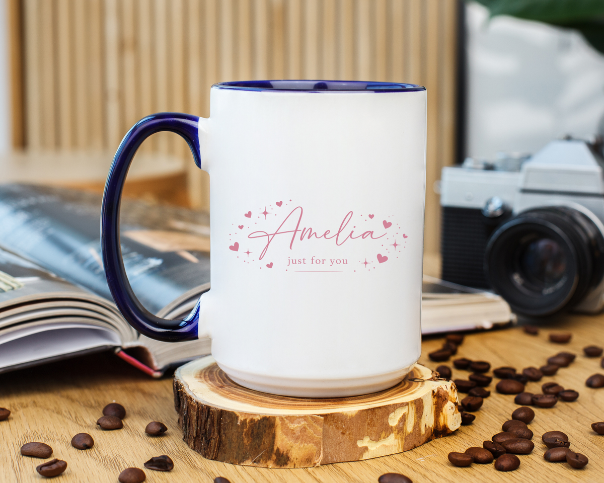 Personalized Name Coffee Mug, Custom Name Mug for Her, Just for You Gift Mug, Minimalist Pink Coffee Cup, Unique Birthday Gift