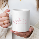 Personalized Name Coffee Mug, Custom Name Mug for Her, Just for You Gift Mug, Minimalist Pink Coffee Cup, Unique Birthday Gift