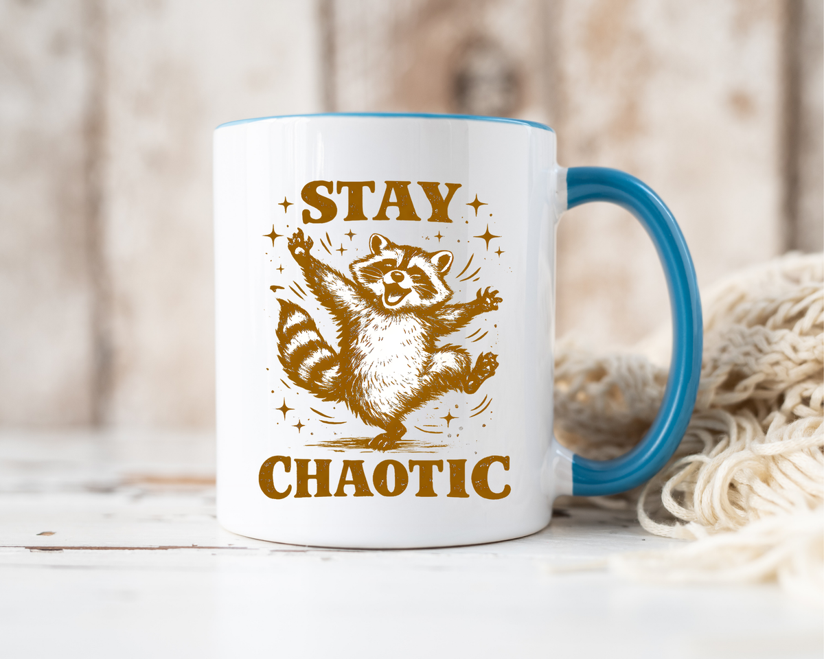 Stay Chaotic Raccoon Coffee Mug, Funny Trash Panda Mug, Chaotic Energy Gift, Cute Raccoon Coffee Cup, Meme Lover Present