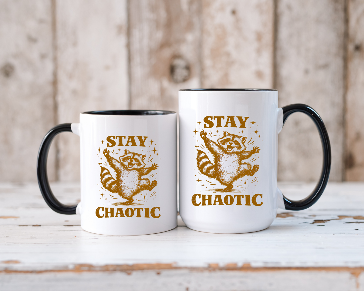 Stay Chaotic Raccoon Coffee Mug, Funny Trash Panda Mug, Chaotic Energy Gift, Cute Raccoon Coffee Cup, Meme Lover Present
