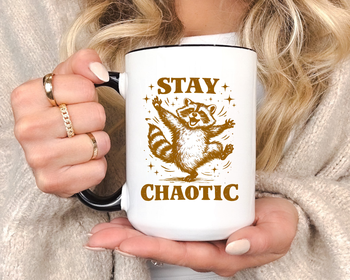 Stay Chaotic Raccoon Coffee Mug, Funny Trash Panda Mug, Chaotic Energy Gift, Cute Raccoon Coffee Cup, Meme Lover Present