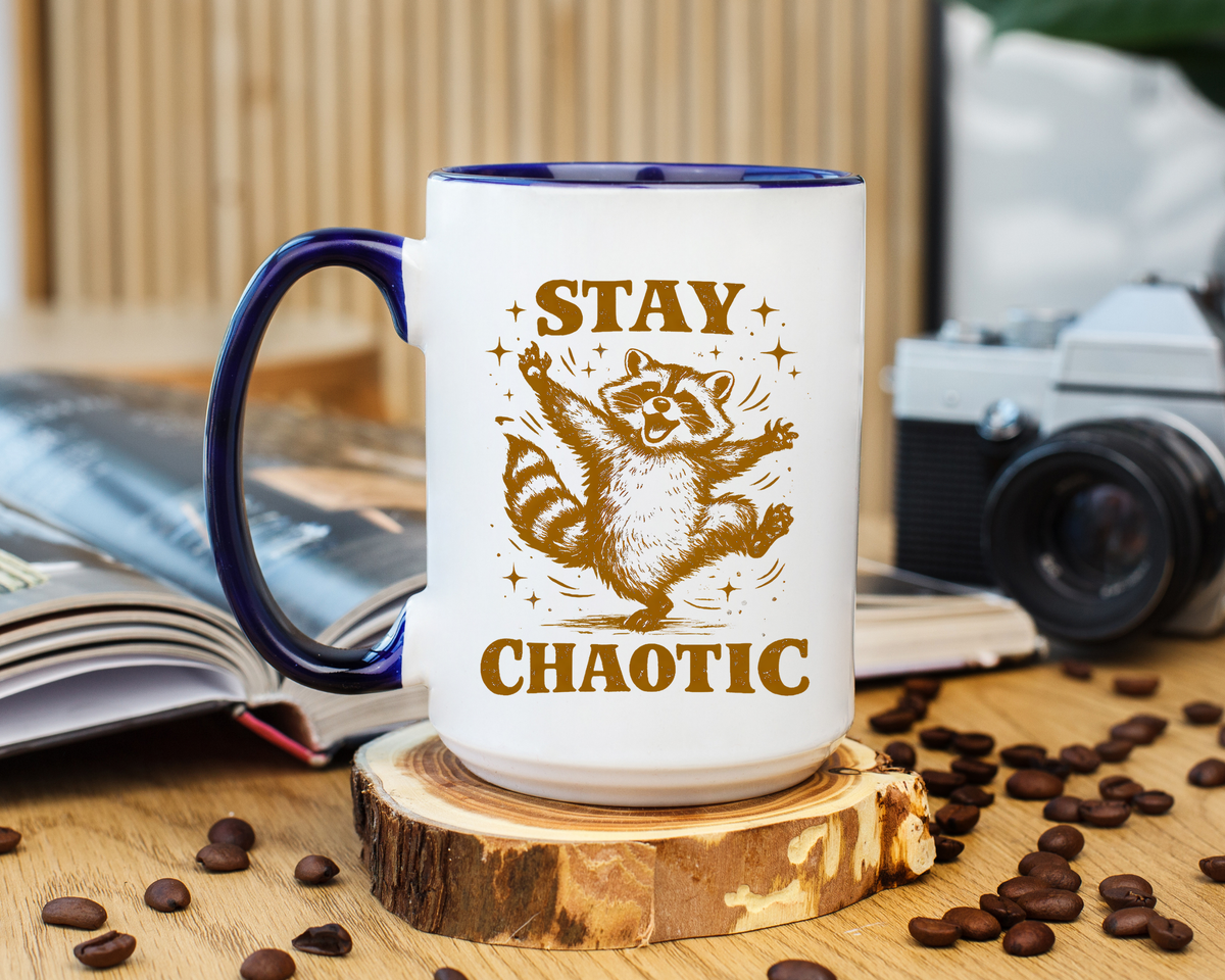 Stay Chaotic Raccoon Coffee Mug, Funny Trash Panda Mug, Chaotic Energy Gift, Cute Raccoon Coffee Cup, Meme Lover Present