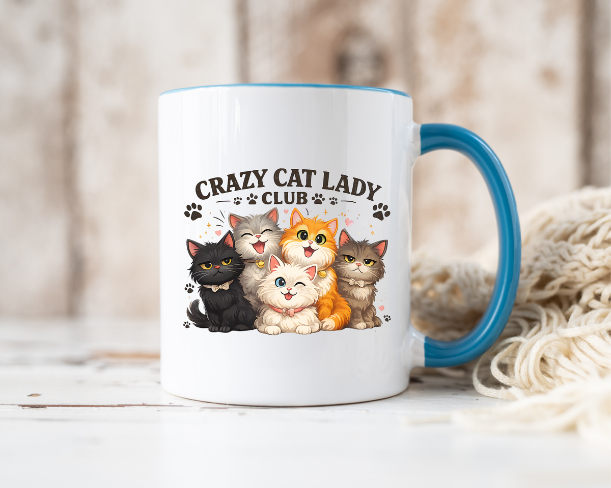 Crazy Cat Lady Social Club Mug, Funny Cat Mom Coffee Mug, Cat Lover Gift for Women, Cute Kitten Coffee Cup, Pet Parent Present