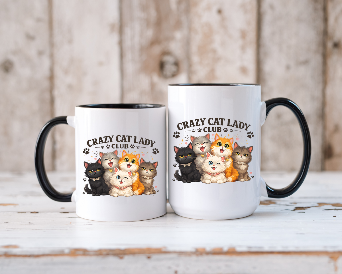 Crazy Cat Lady Social Club Mug, Funny Cat Mom Coffee Mug, Cat Lover Gift for Women, Cute Kitten Coffee Cup, Pet Parent Present