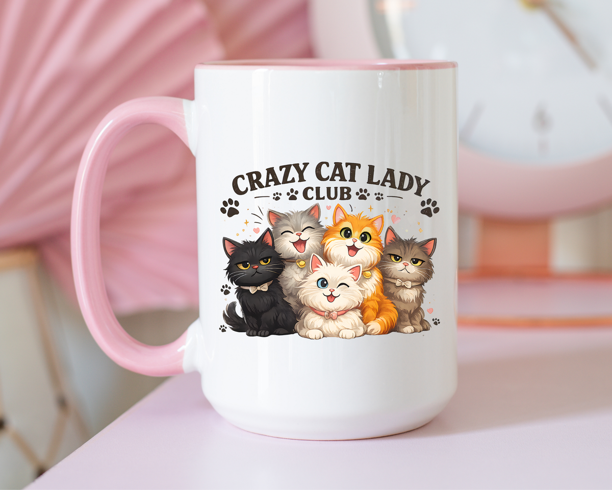 Crazy Cat Lady Social Club Mug, Funny Cat Mom Coffee Mug, Cat Lover Gift for Women, Cute Kitten Coffee Cup, Pet Parent Present