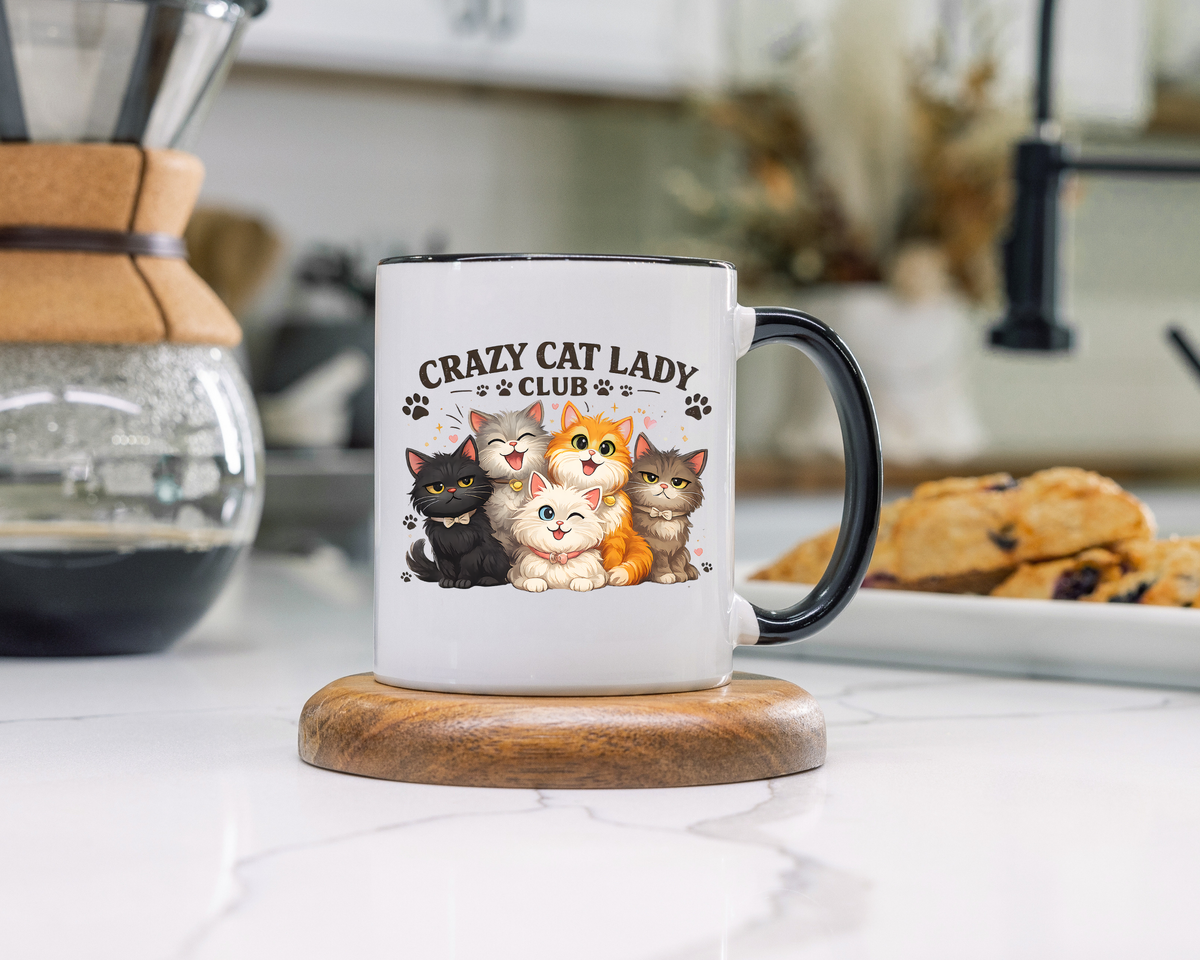 Crazy Cat Lady Social Club Mug, Funny Cat Mom Coffee Mug, Cat Lover Gift for Women, Cute Kitten Coffee Cup, Pet Parent Present