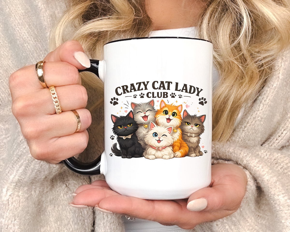 Crazy Cat Lady Social Club Mug, Funny Cat Mom Coffee Mug, Cat Lover Gift for Women, Cute Kitten Coffee Cup, Pet Parent Present