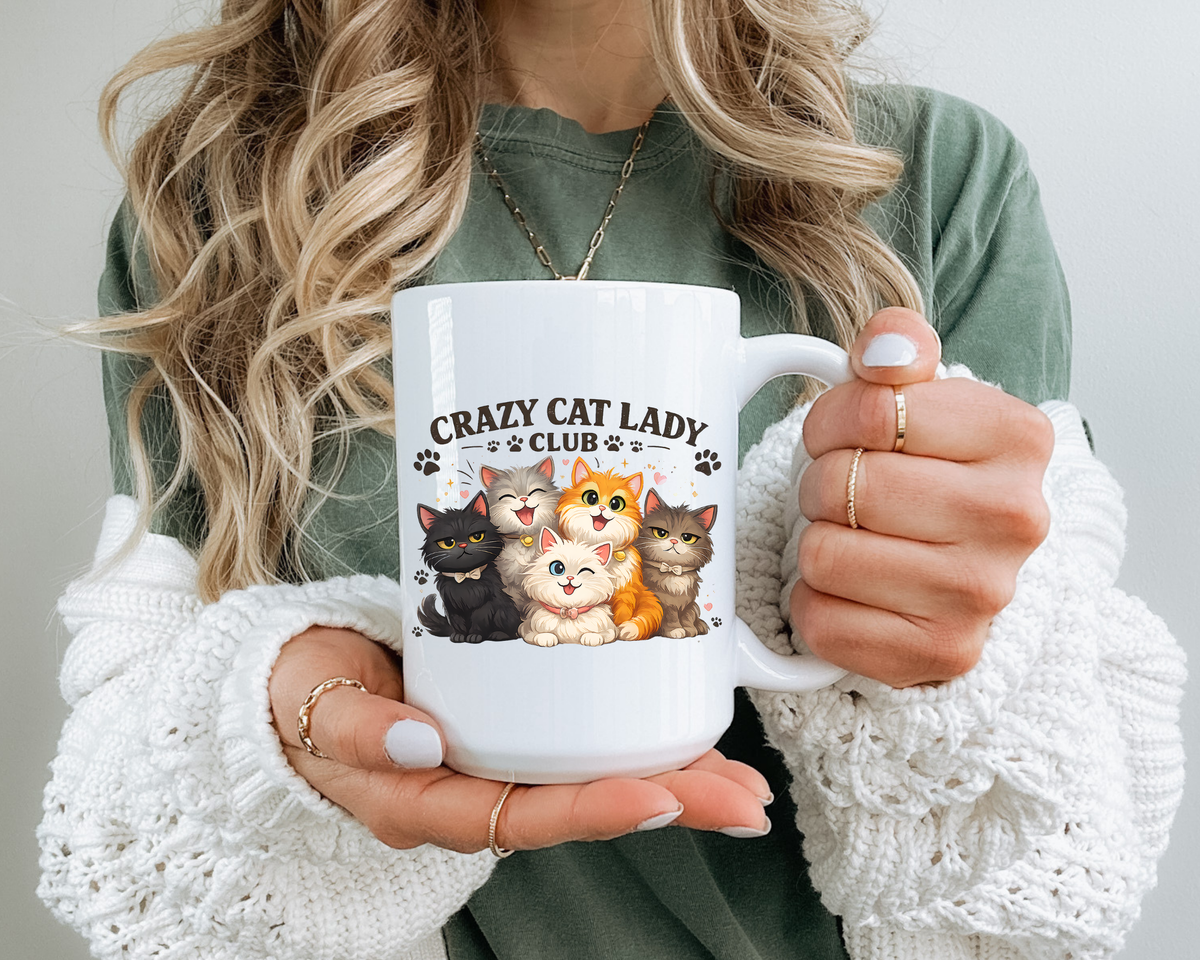 Crazy Cat Lady Social Club Mug, Funny Cat Mom Coffee Mug, Cat Lover Gift for Women, Cute Kitten Coffee Cup, Pet Parent Present