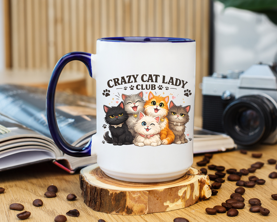 Crazy Cat Lady Social Club Mug, Funny Cat Mom Coffee Mug, Cat Lover Gift for Women, Cute Kitten Coffee Cup, Pet Parent Present