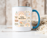 Daily Reminder Coffee Mug, Cute Positive Affirmation Mug, Mental Health Gift for Her, Self Love Coffee Cup, Encouraging Mug
