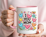 I Love You Mom Heart Mug, Mother's Day Coffee Mug, Gift for Mom from Daughter or Son, Cute Heart Coffee Cup, Mom Appreciation Gift