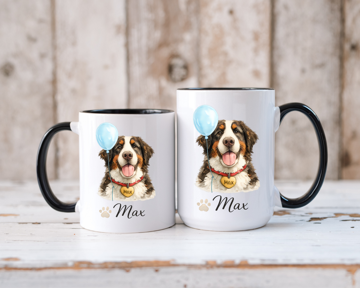 Personalized Dog Portrait Mug, Custom Pet Name Coffee Mug, Dog Lover Gift for Pet Parents, Memorial or Birthday Dog Mug