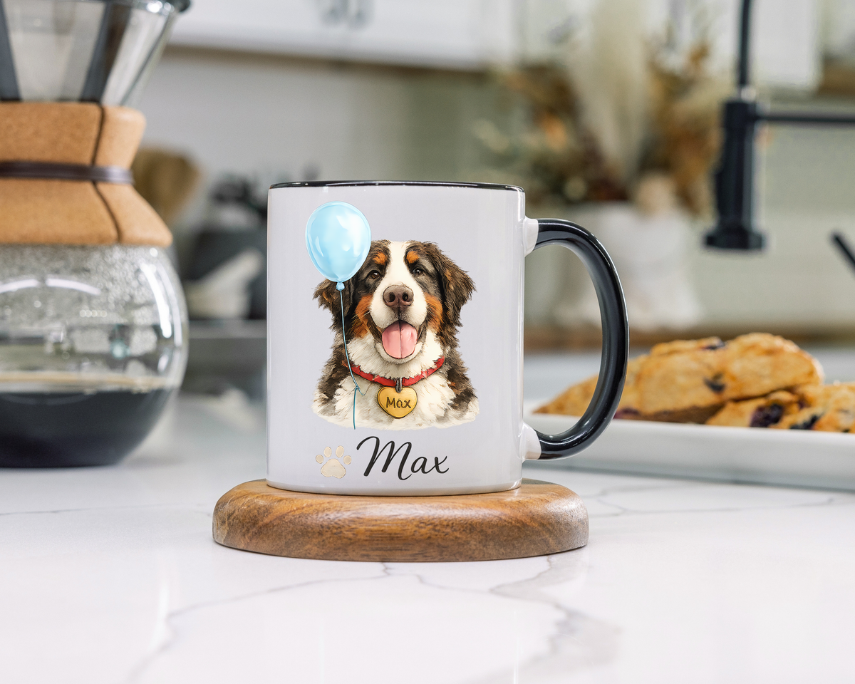 Personalized Dog Portrait Mug, Custom Pet Name Coffee Mug, Dog Lover Gift for Pet Parents, Memorial or Birthday Dog Mug