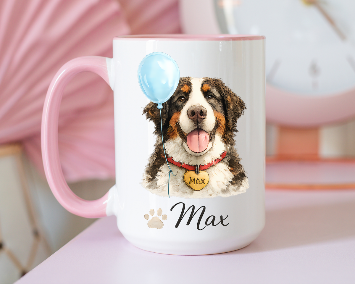 Personalized Dog Portrait Mug, Custom Pet Name Coffee Mug, Dog Lover Gift for Pet Parents, Memorial or Birthday Dog Mug