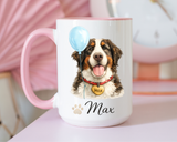 Personalized Dog Portrait Mug, Custom Pet Name Coffee Mug, Dog Lover Gift for Pet Parents, Memorial or Birthday Dog Mug