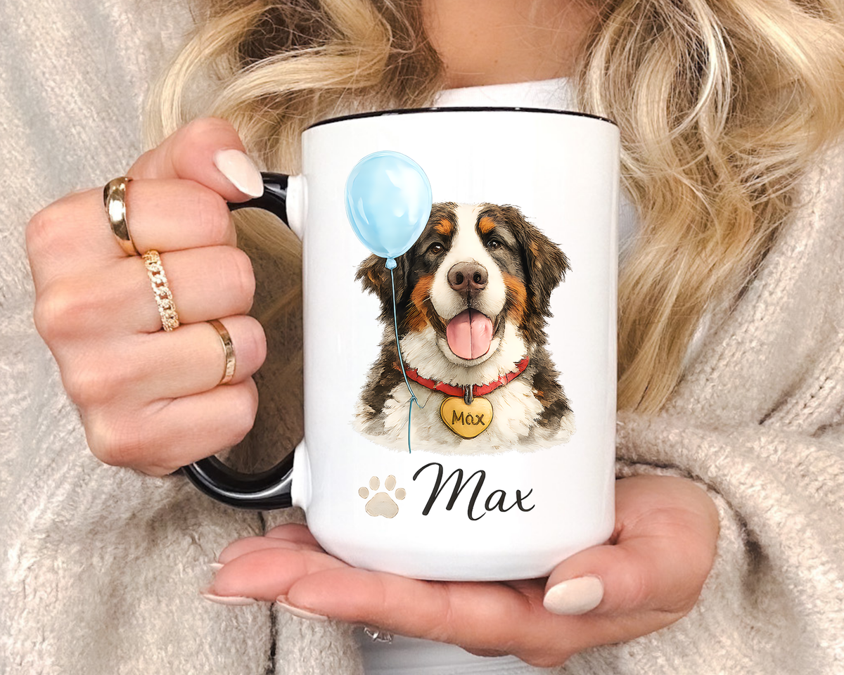 Personalized Dog Portrait Mug, Custom Pet Name Coffee Mug, Dog Lover Gift for Pet Parents, Memorial or Birthday Dog Mug