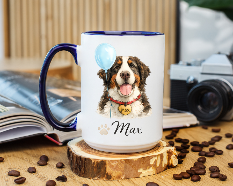 Personalized Dog Portrait Mug, Custom Pet Name Coffee Mug, Dog Lover Gift for Pet Parents, Memorial or Birthday Dog Mug