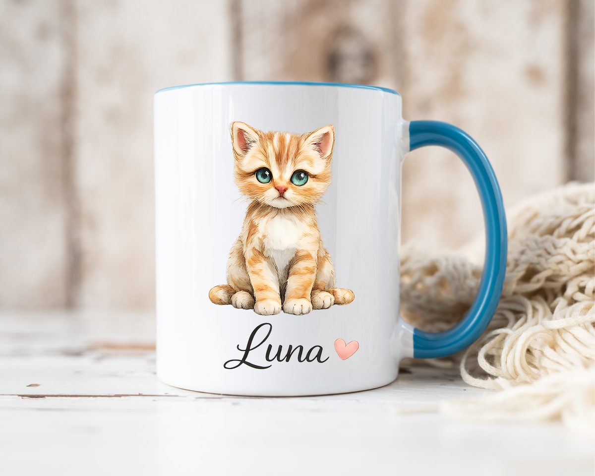 Personalized Cat Lover Mug, Custom Cat Name Coffee Mug, Cute Kitten Mug Gift for Cat Moms, Pet Lover Keepsake Cup