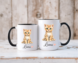 Personalized Cat Lover Mug, Custom Cat Name Coffee Mug, Cute Kitten Mug Gift for Cat Moms, Pet Lover Keepsake Cup