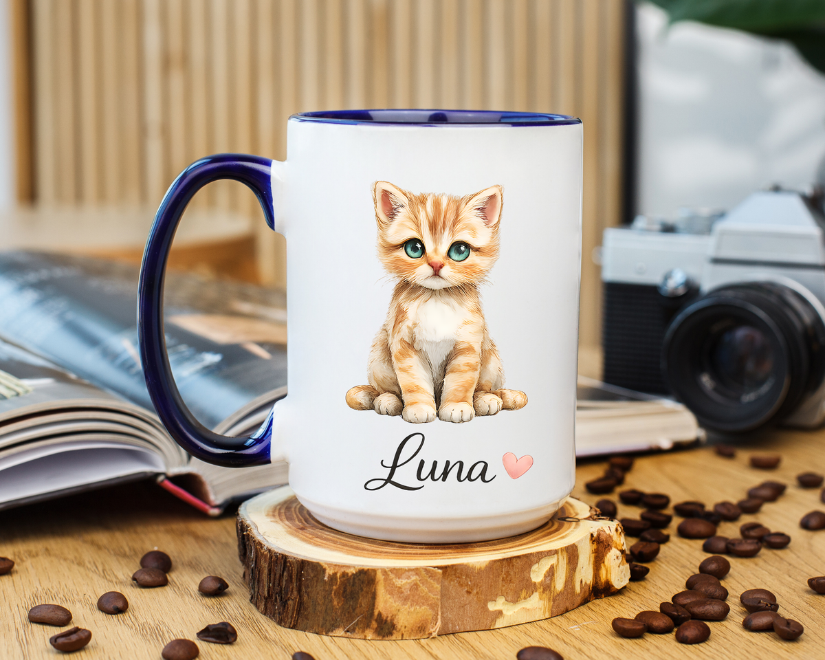 Personalized Cat Lover Mug, Custom Cat Name Coffee Mug, Cute Kitten Mug Gift for Cat Moms, Pet Lover Keepsake Cup