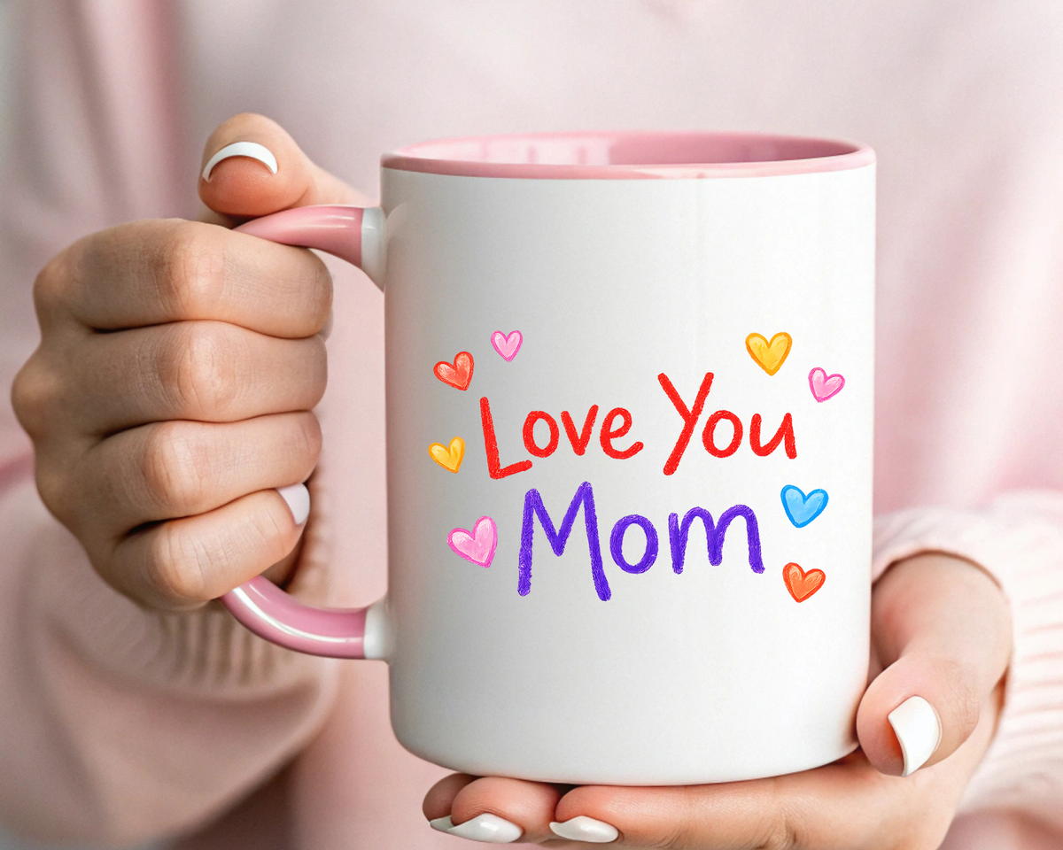 Love You Mom Mug, Mother's Day Coffee Mug Gift, Cute Mom Appreciation Mug, Gift from Daughter or Son, Everyday Mom Cup