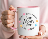 Personalized Best Mom Ever Mug, Custom Kids Names Coffee Mug, Mother's Day Gift for Mom, Grandma Gift, Family Keepsake Cup