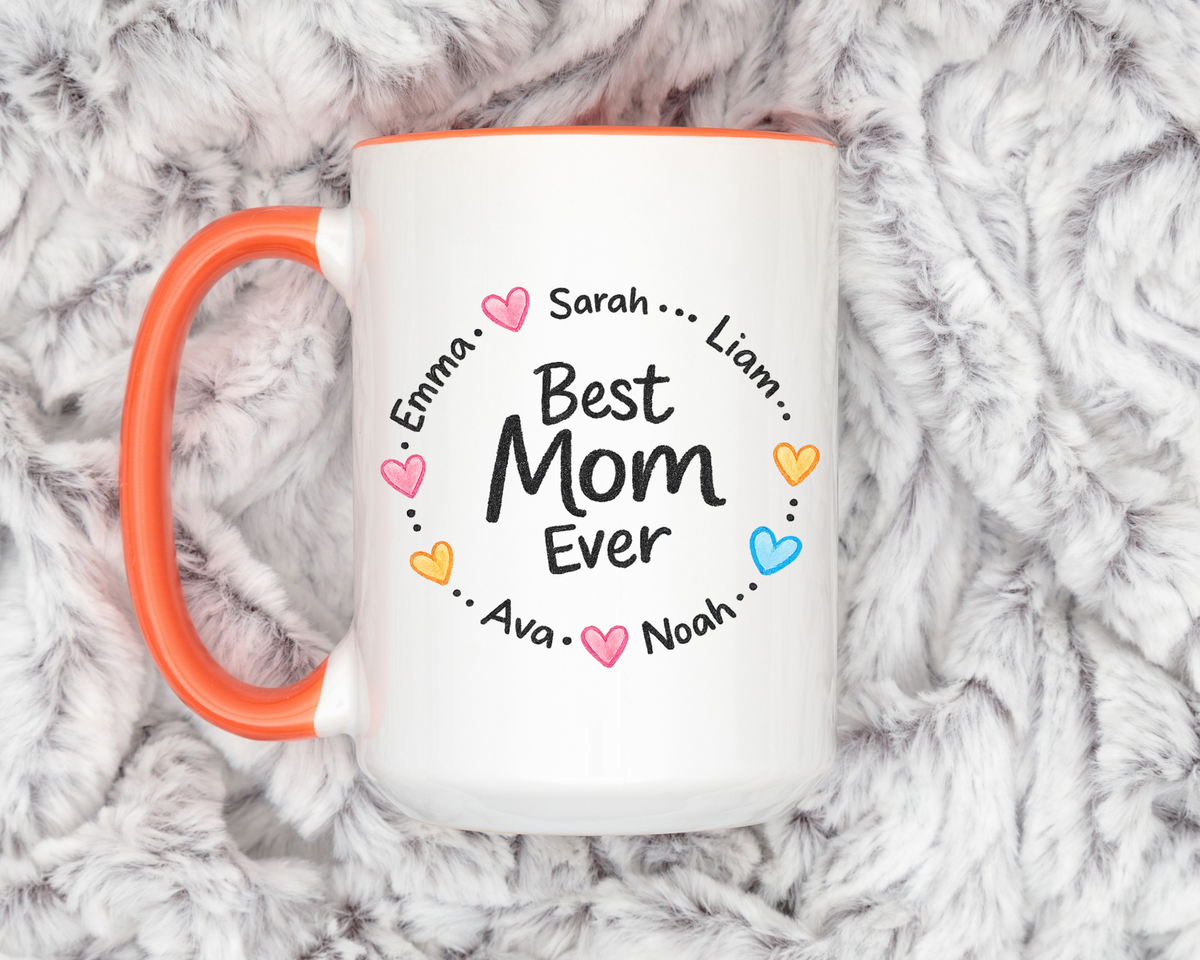 Personalized Best Mom Ever Mug, Custom Kids Names Coffee Mug, Mother's Day Gift for Mom, Grandma Gift, Family Keepsake Cup