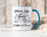 Mom Life Coffee and Chaos Mug, Funny Mom Coffee Mug, Motherhood Humor Gift, Busy Mom Cup, Mother's Day Gift for Coffee Lover