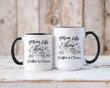 Mom Life Coffee and Chaos Mug, Funny Mom Coffee Mug, Motherhood Humor Gift, Busy Mom Cup, Mother's Day Gift for Coffee Lover