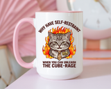 Funny Angry Cat Coffee Mug, Cube Rage Office Mug, Cat Lover Humor Gift, Workplace Stress Mug, Coworker Gift for Cat Owners